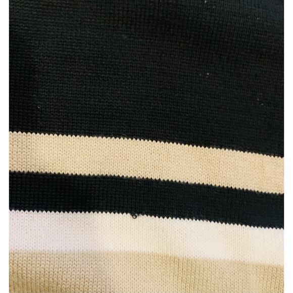 Christopher & Banks Sweater L Vest Set Striped Black Tan White Cardigan Button - Picture 4 of 10